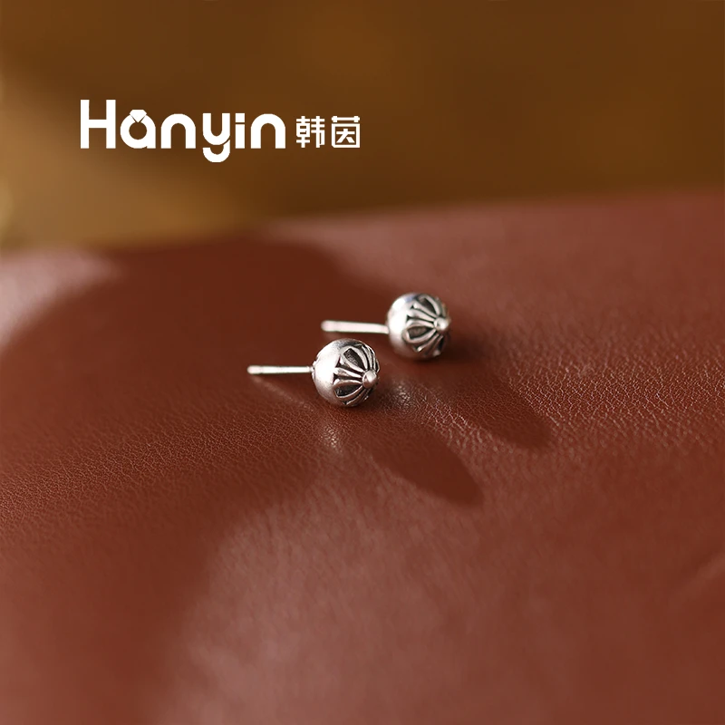 铜合金耳饰 925银针做旧克罗风十字架耳钉小巧百搭耳饰AAA