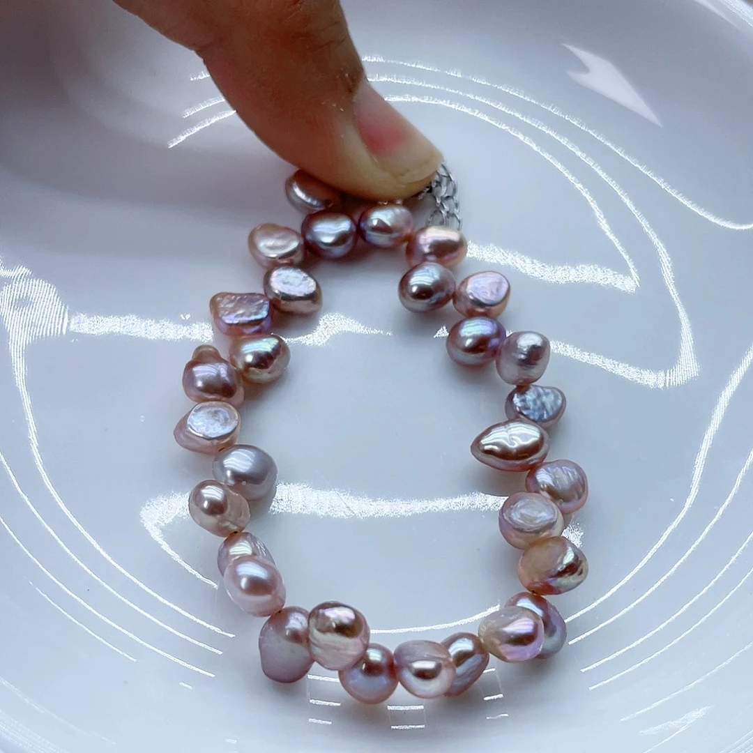 银S925镶嵌手链淡水珍珠咕****噜