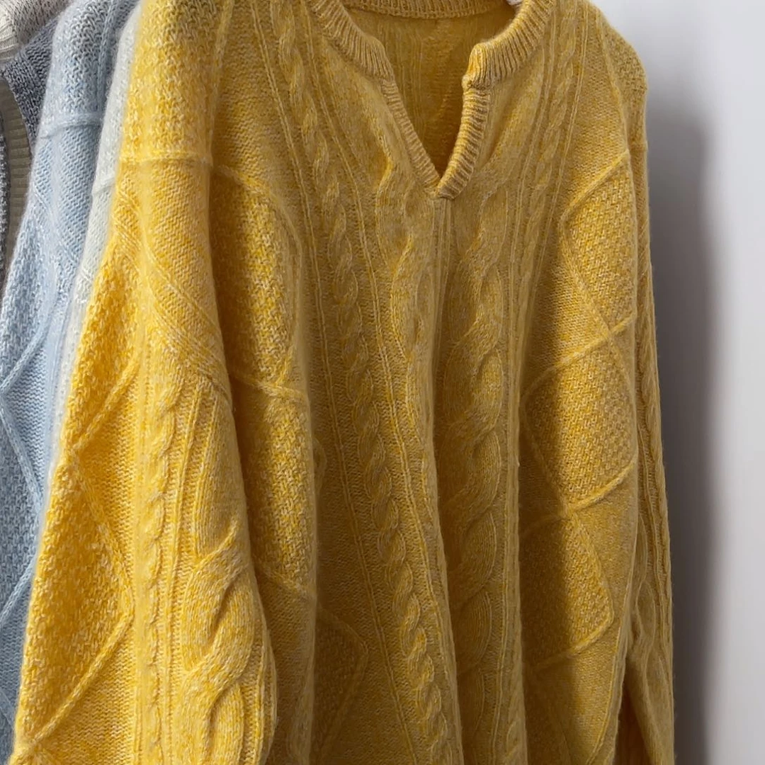 剪刀领 花纱 羊绒衫