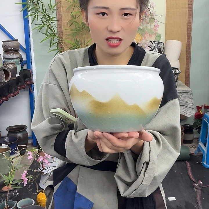 19×14 -粗陶花盆有孔-买买买