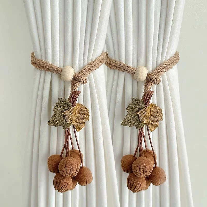 南瓜串装饰捆绑带纱帘扎束带布艺收拢收纳扣可爱窗帘捆绑带