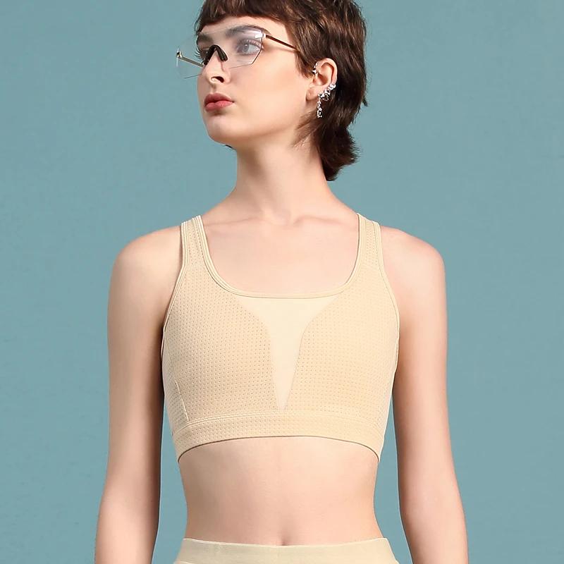 欧美鲨无痕束胸乳胶内衣大胸显小防下垂平胸缩胸大码女士运动背心