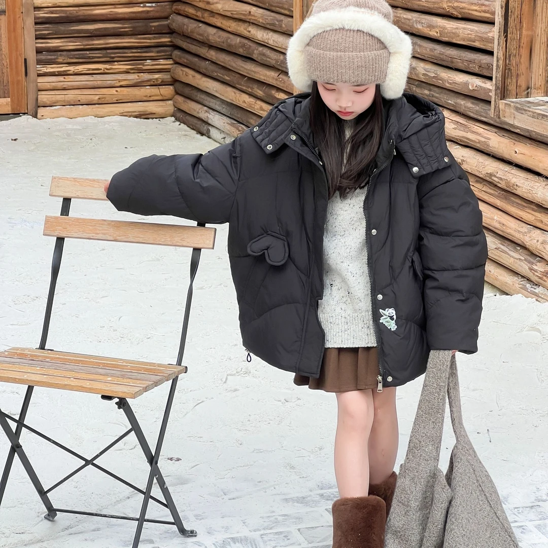 2024新款冬装外套连帽加绒加厚中长款连帽女童休闲休闲保暖韩版