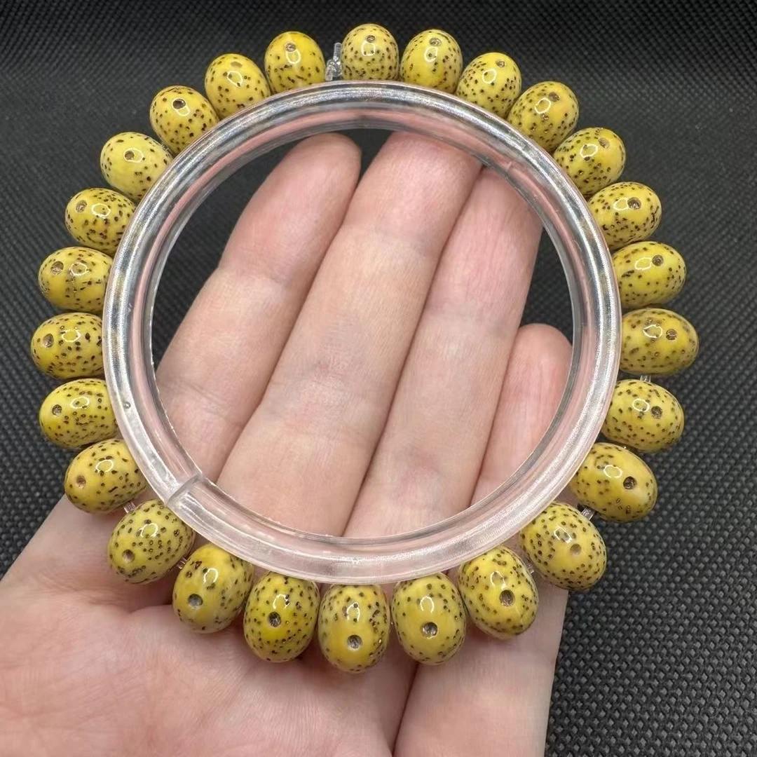 【A76】【海南原生态星月菩提9*12mm正月黄金籽苹果珠】手串