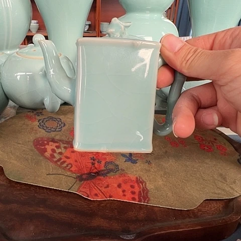 汝瓷四方竹节壶微微瑕福利