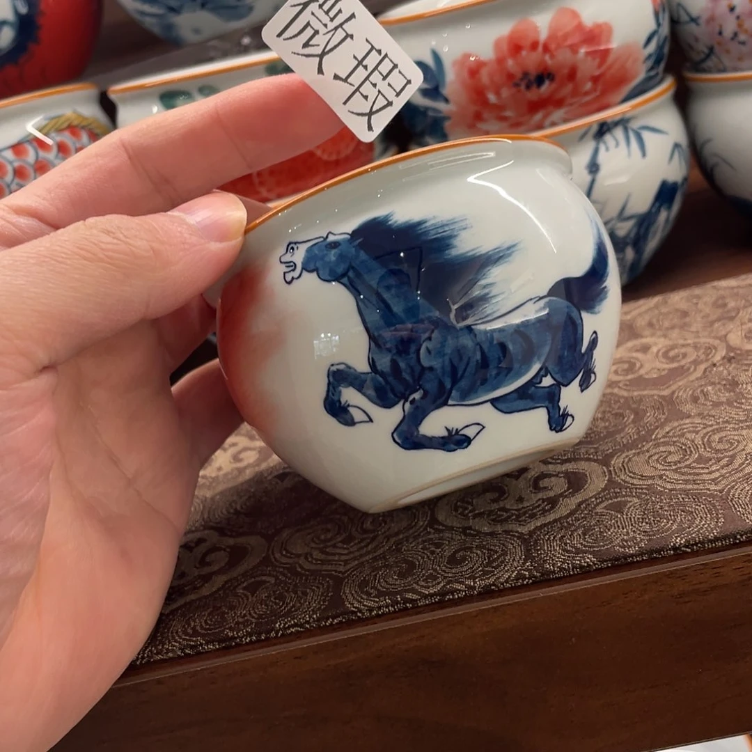 釉下手绘茶具微瑕