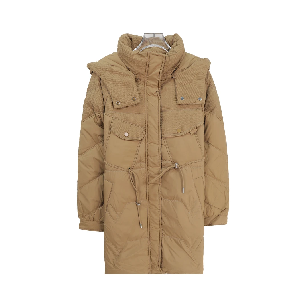 连帽肌理感印花拼接收腰显瘦百搭羽绒服U114