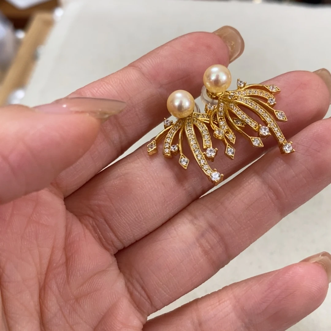 银S925镶嵌耳饰海水珍珠