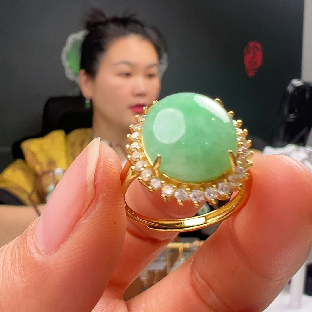 银S925镶嵌翡翠耳饰