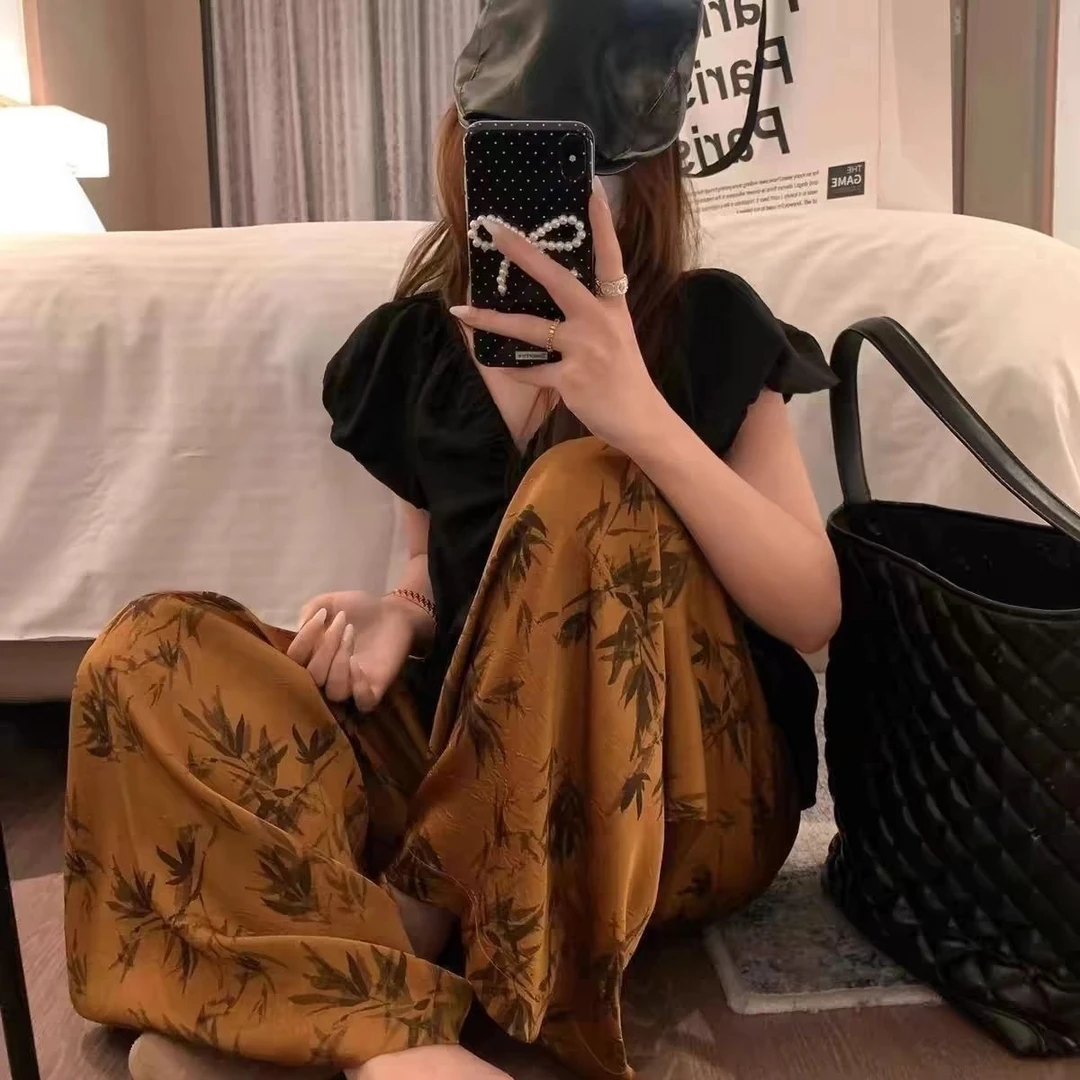 显瘦薄款夏季居家人棉绵绸睡裤九分加大码宽松休闲格子家居裤2025