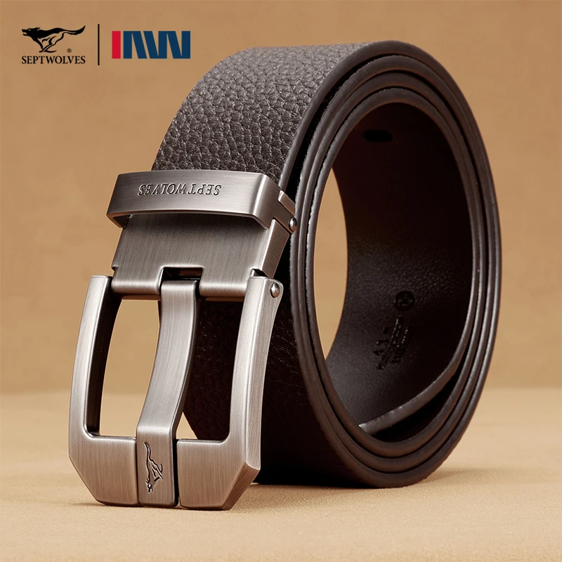 七匹狼新款皮带男真皮针扣纯牛皮男士腰带中青年商务品牌正品裤带