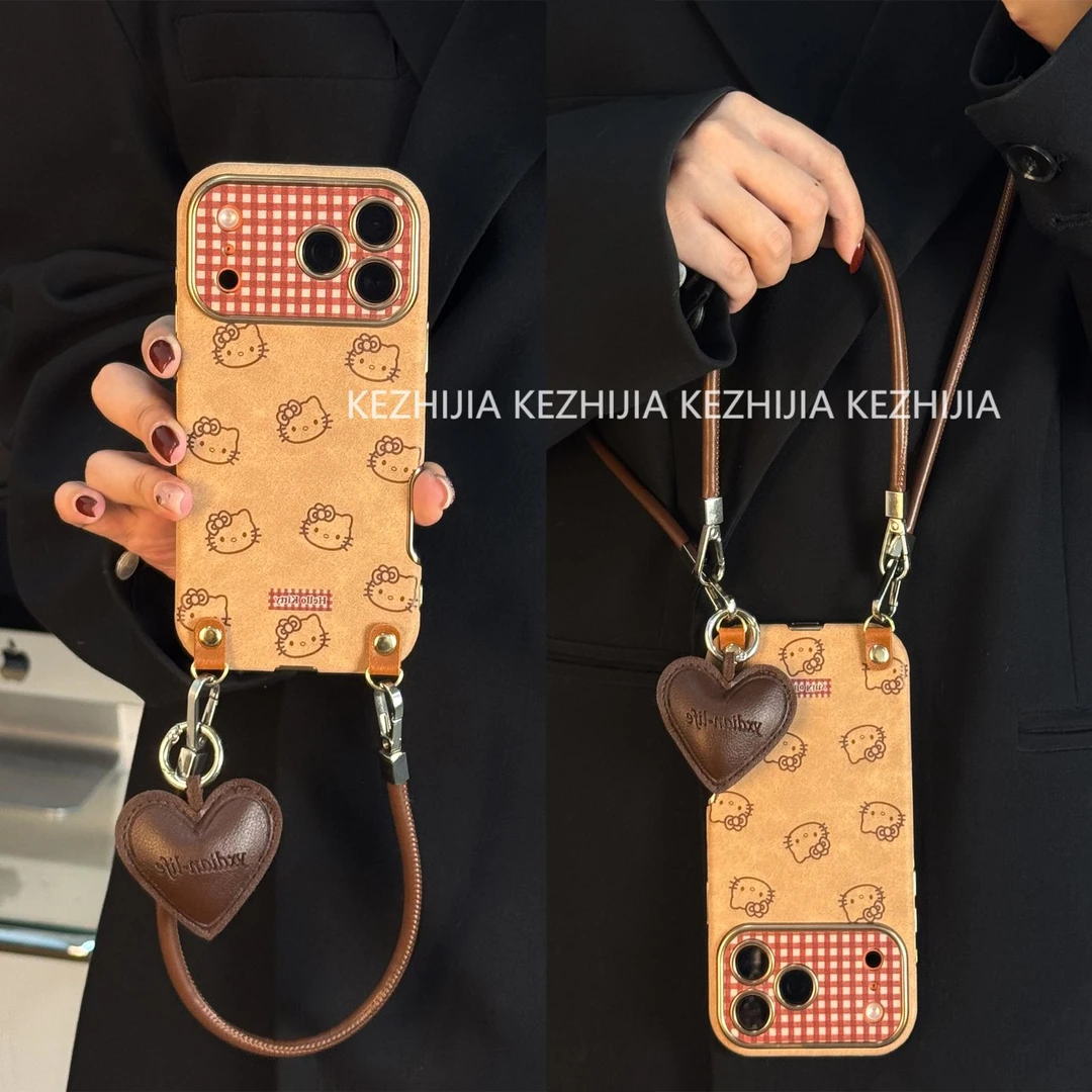 【壳之】可爱麂皮感满屏KT脸适用苹果17/16/15/14Promax13手机壳