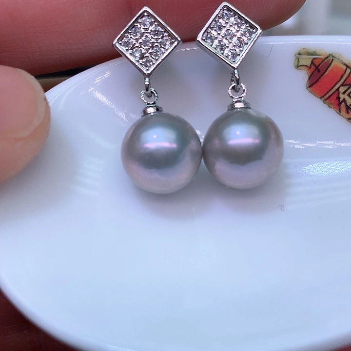 银S925镶嵌耳饰淡水珍珠