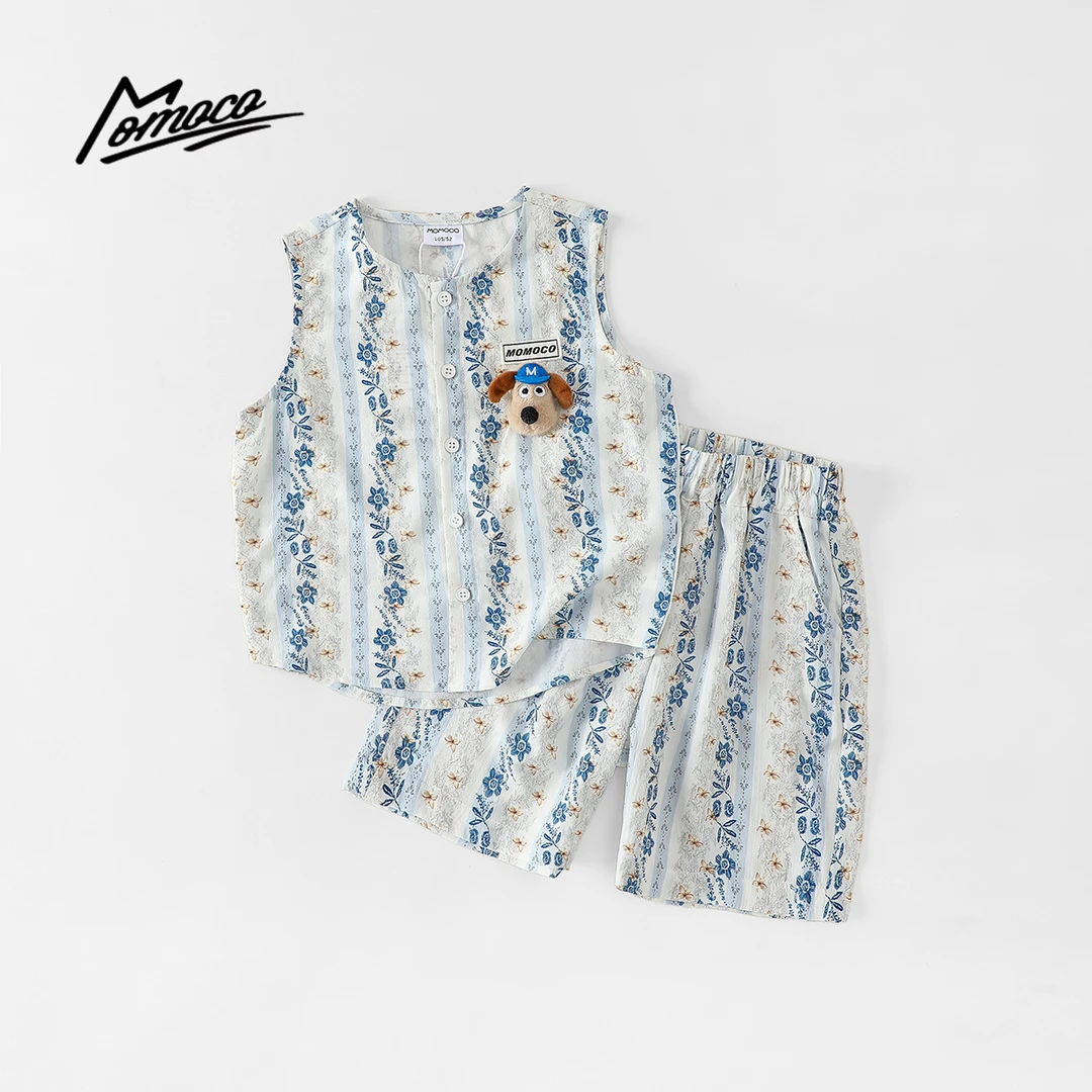 MOMOCO夏季新款男童卡通小狗玩偶两件套潮流休闲套装77230578793