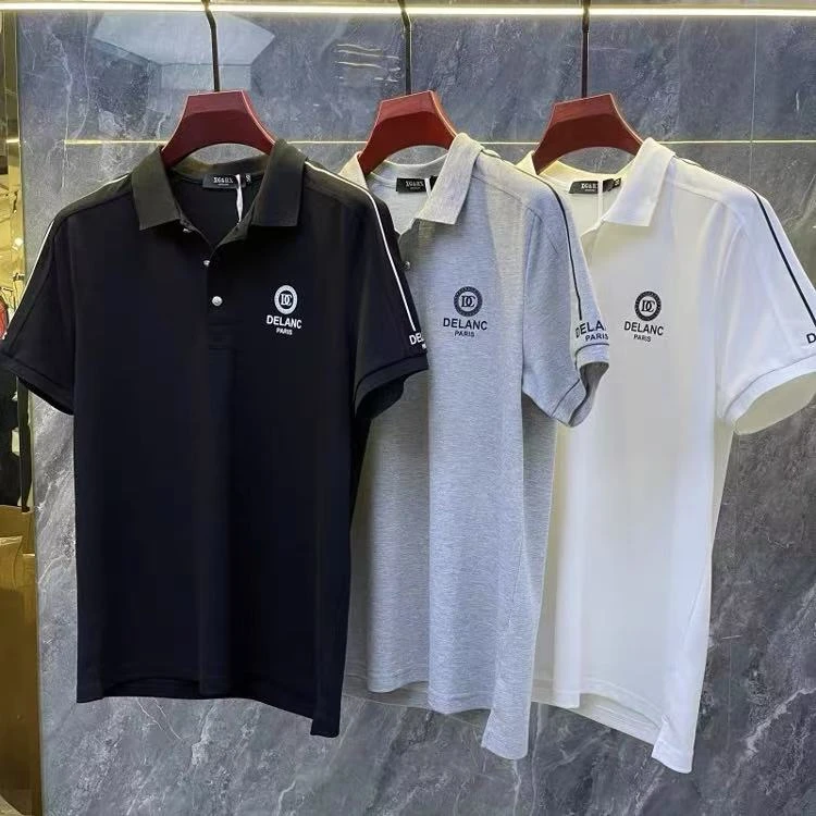 2025新款夏季欧货男士翻领刺绣POLO衫修身纯棉休闲时尚潮流短袖潮