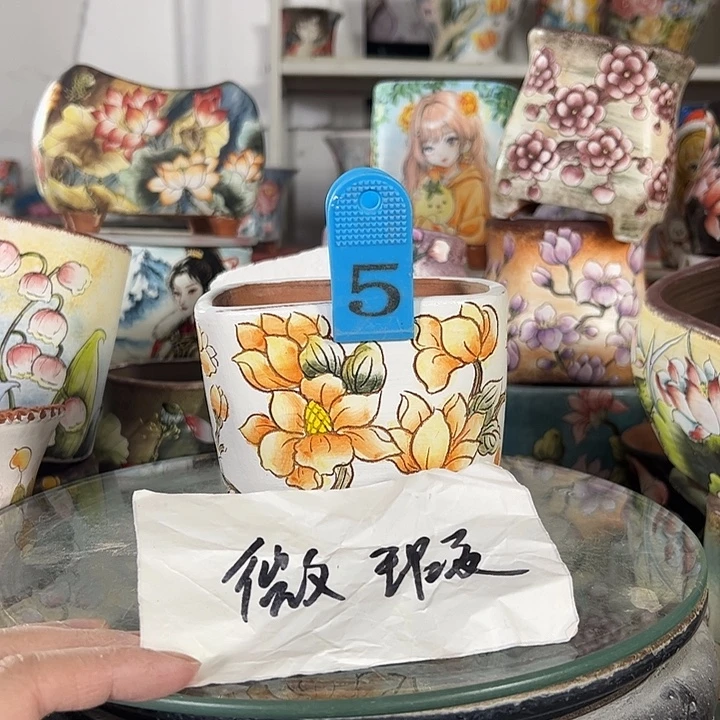 满38包邮 景德镇幸运花盆