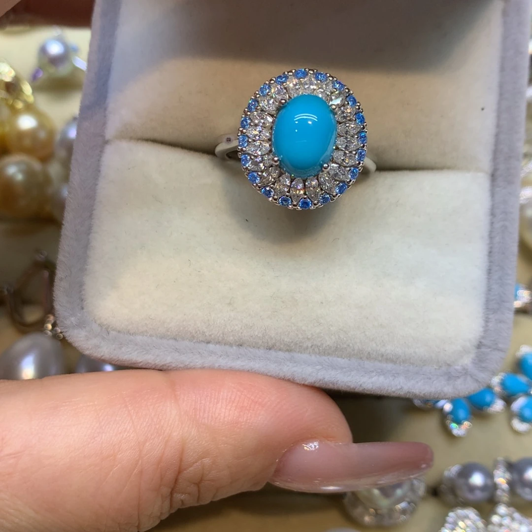 银S925镶嵌绿松石戒指