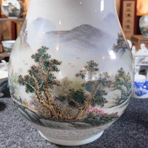 人***间汪派山水汪沁粉彩微瑕福利