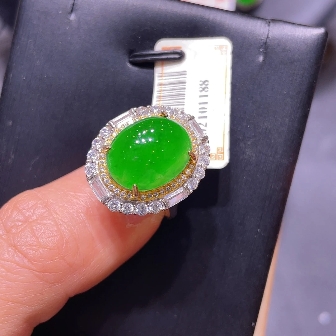 翡翠银S925镶嵌项链戒指