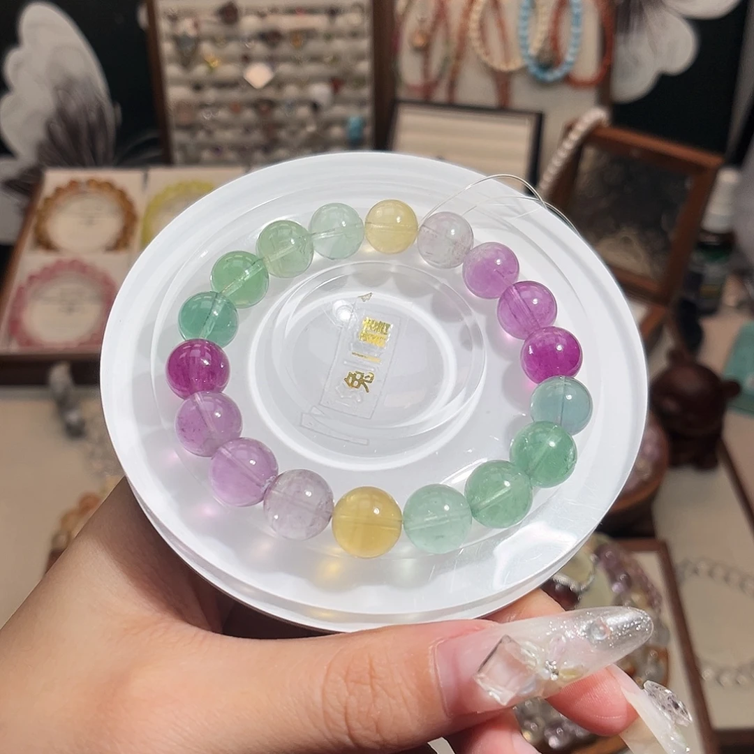 粉***娘手链水晶未镶嵌11m萤石