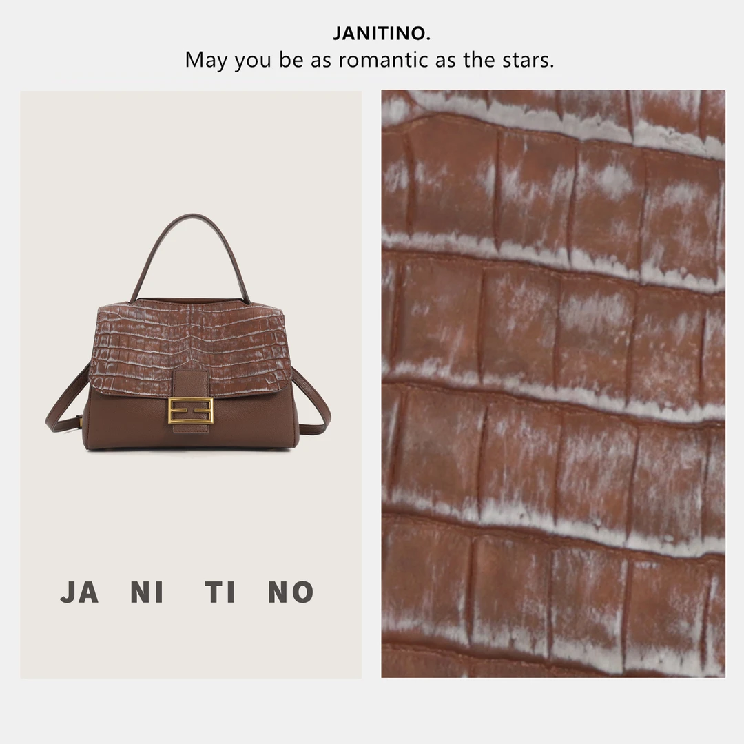 JANITINO/佳妮蒂诺当季新款轻奢时尚潮流女士手提单肩包3985棕