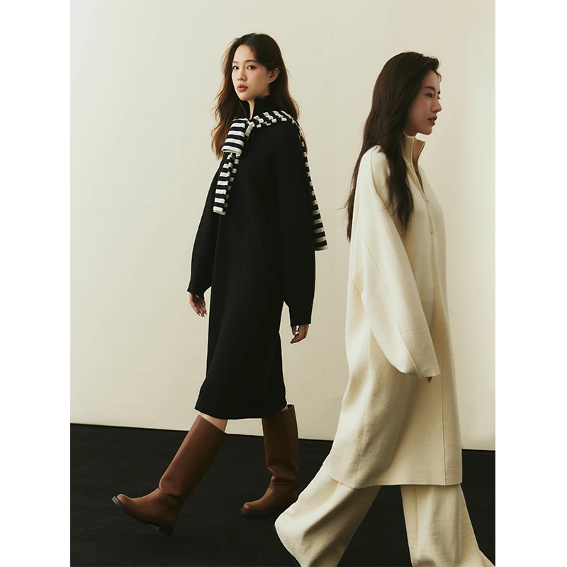 【可可专享】环生纤廓形立体显瘦鼓缝套口解构拼接设计连衣裙长裙女