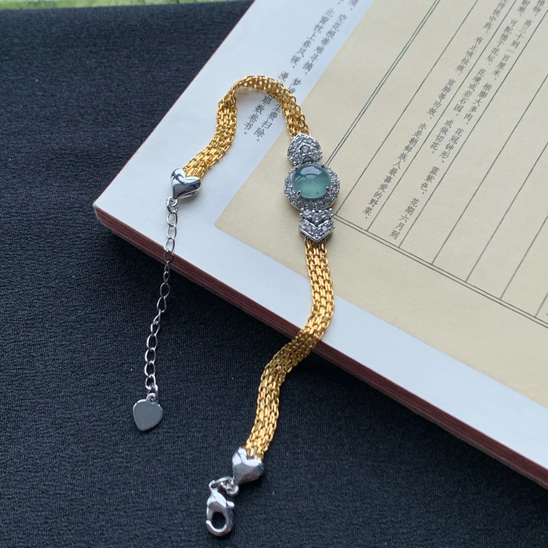 【冠尚珠宝王印】翡翠蓝水手链H008TF094-309多样性发一