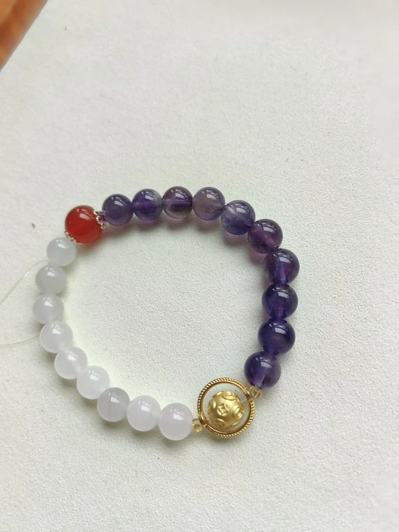 首饰袋 女生八大守护神本命佛天然紫水晶手串轻奢时尚