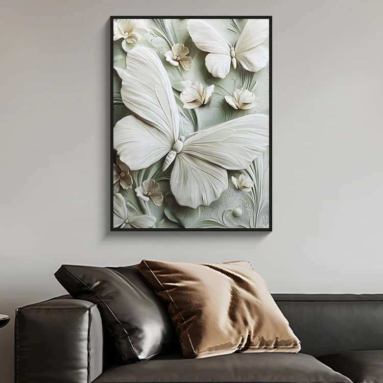 现代简约风客厅装饰画高级感花卉沙发背景墙挂画简约蝴蝶6080