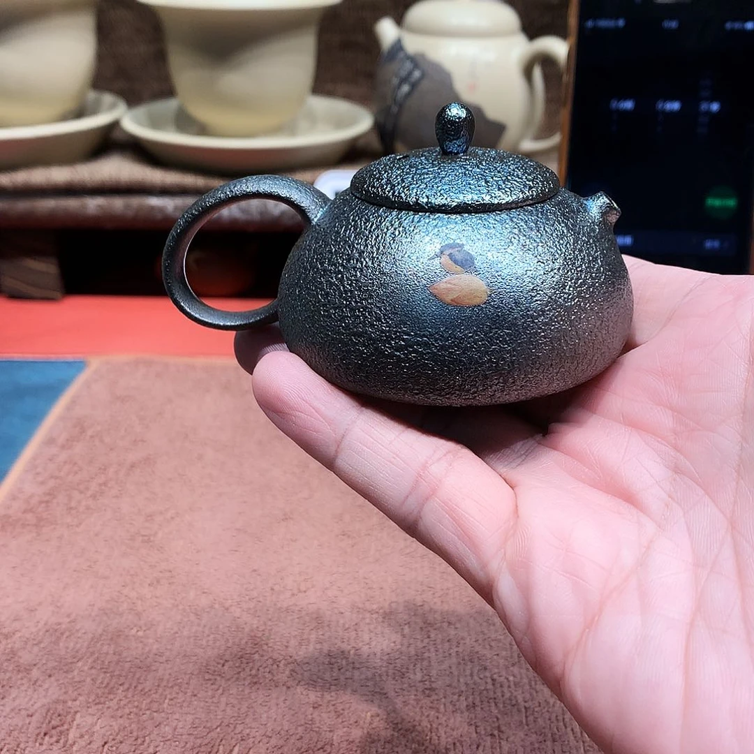 泥塑放漏翠鸟荷花迷你壶60毫升