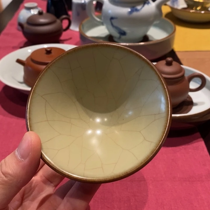 杯用****0知青窑蟹青斗笠杯