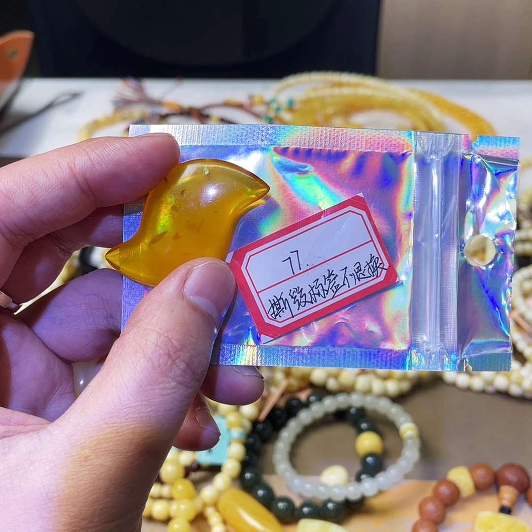 蜜蜡未镶嵌手串水滴微瑕