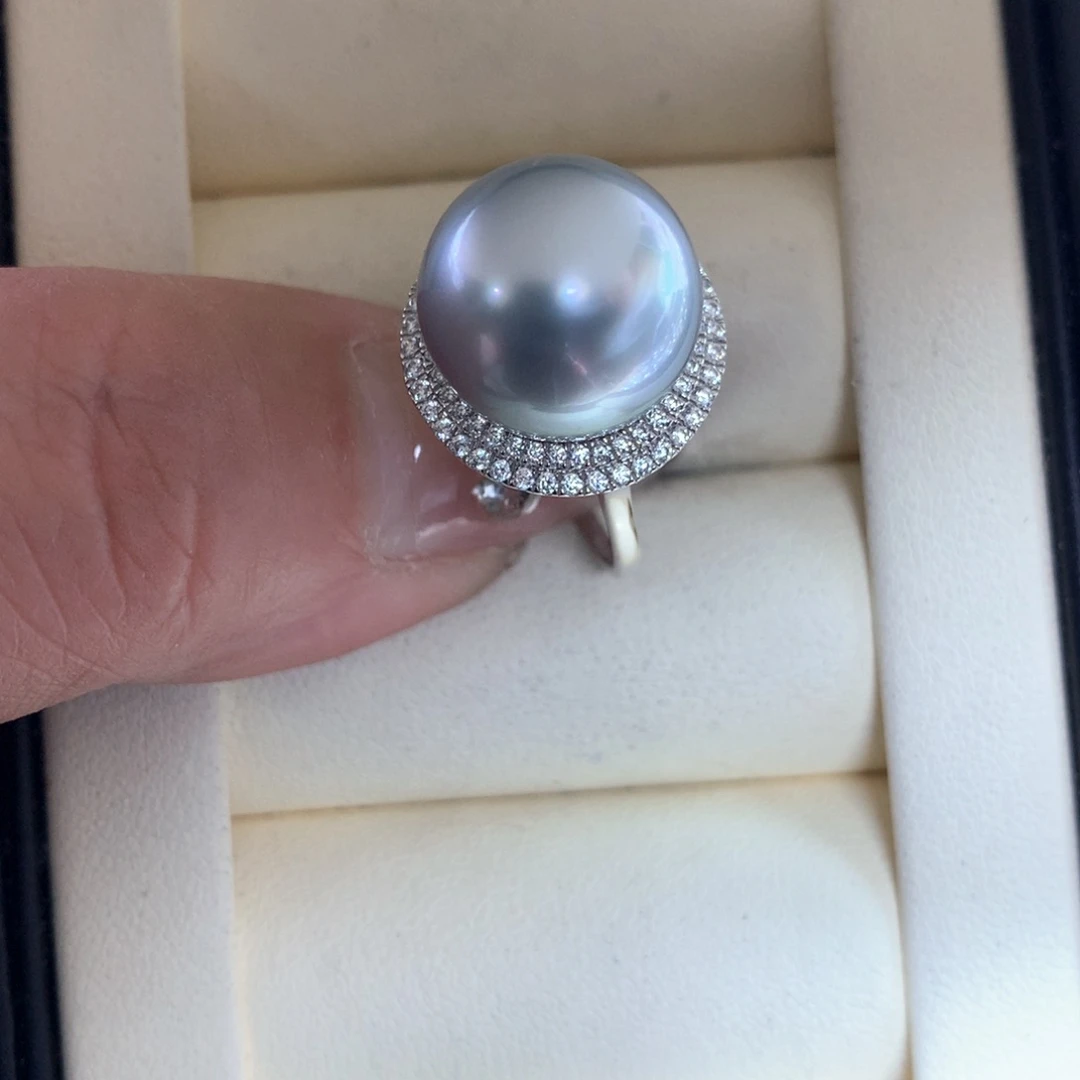 海水珍珠戒指18K金镶嵌