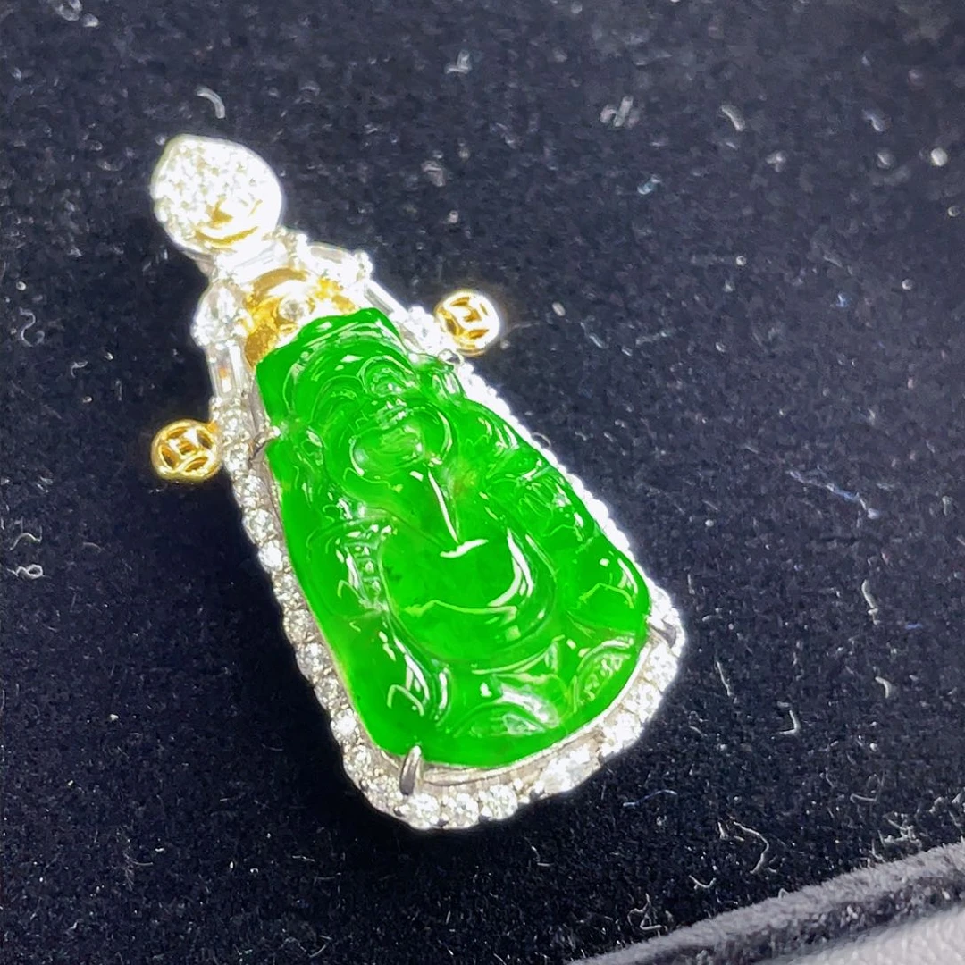 翡翠吊坠(不含链)银S925镶嵌