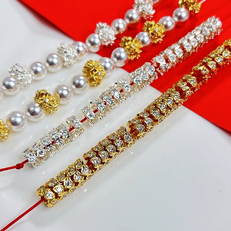 铜镀18K金保色锆石圆柱形隔珠diy珍珠手链项链串珠饰品车轮配件