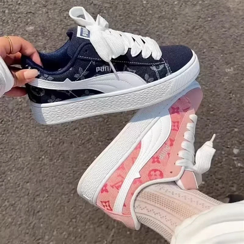 新百伦港风小众厚底情侣板鞋年开学季复古压花帆布休闲小香风板鞋