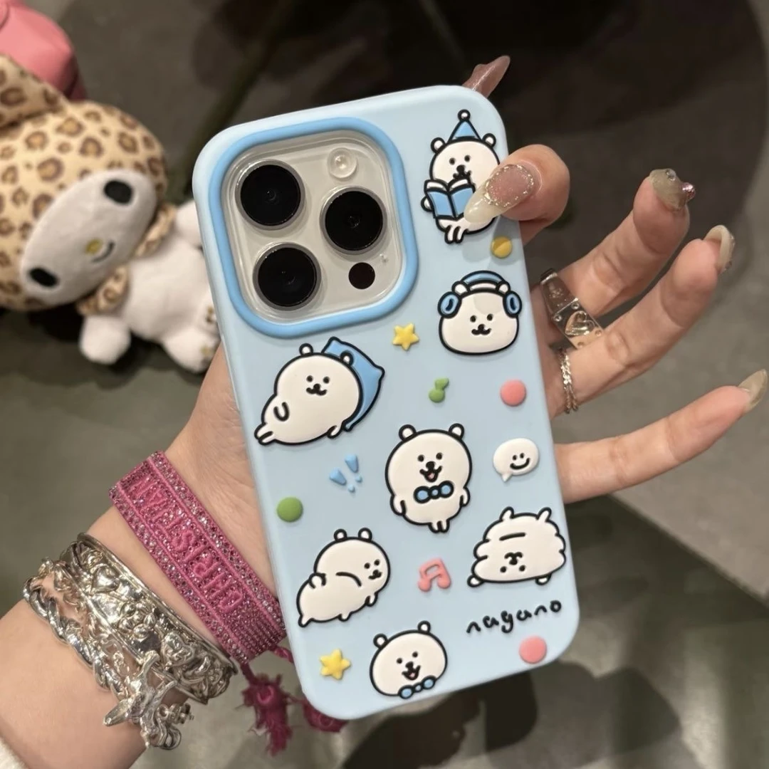 线条ins风卡通自嘲熊适用iPhone手机壳15Pro苹果软壳13可爱161412