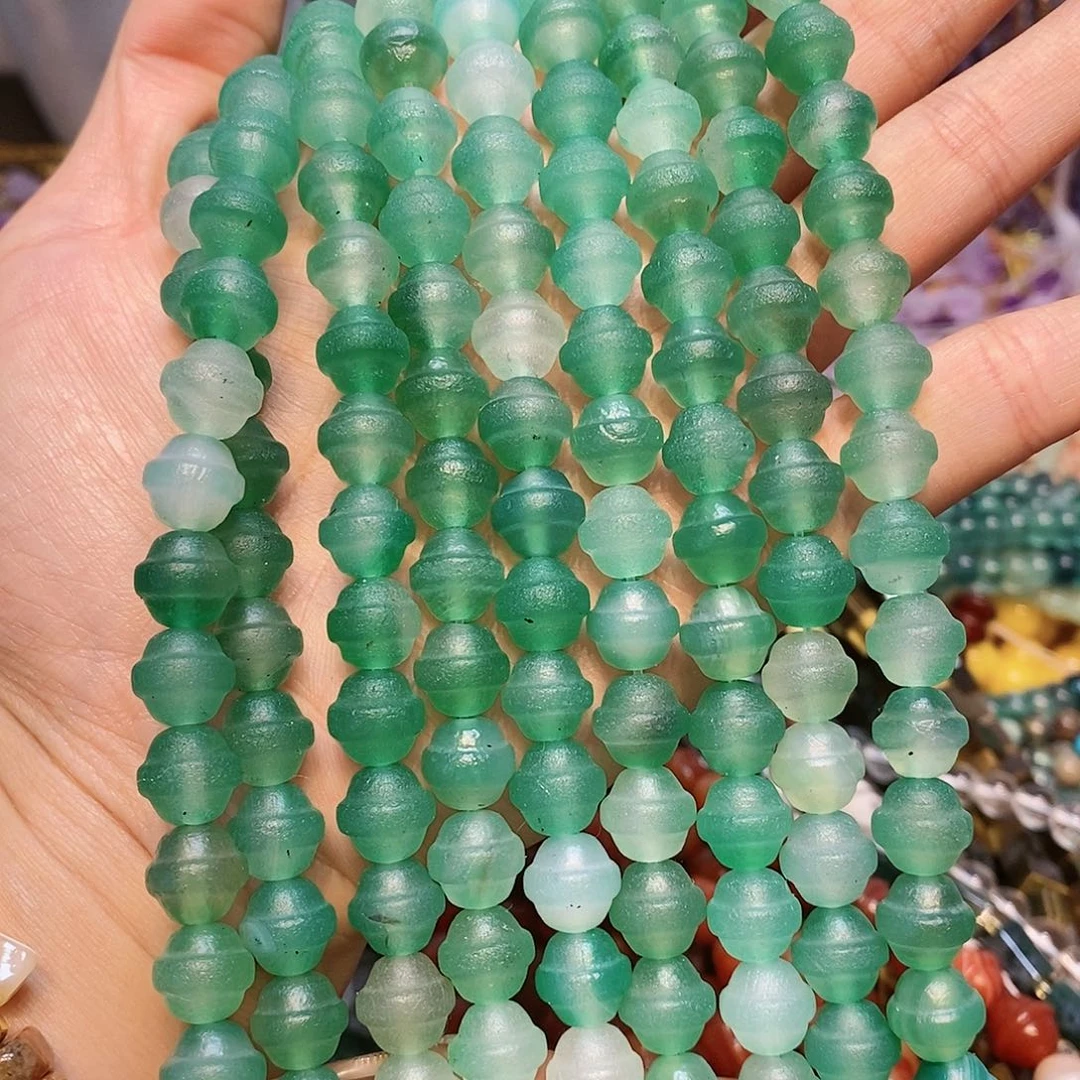 散珠玛瑙/玉髓10m m橘皮铃铛一条
