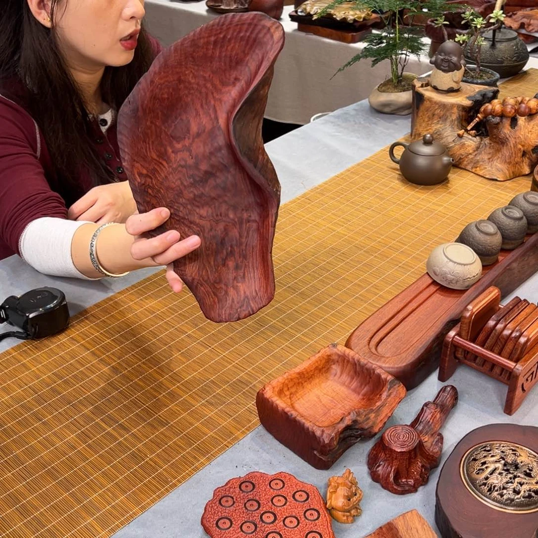 老挝酸枝工艺果盘
