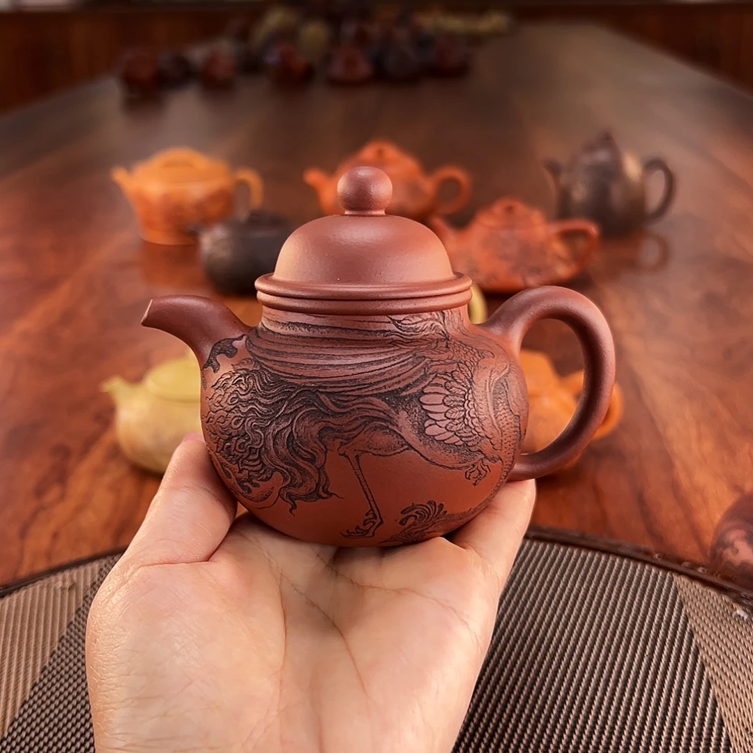 茶壶紫砂凤舞九天掇球