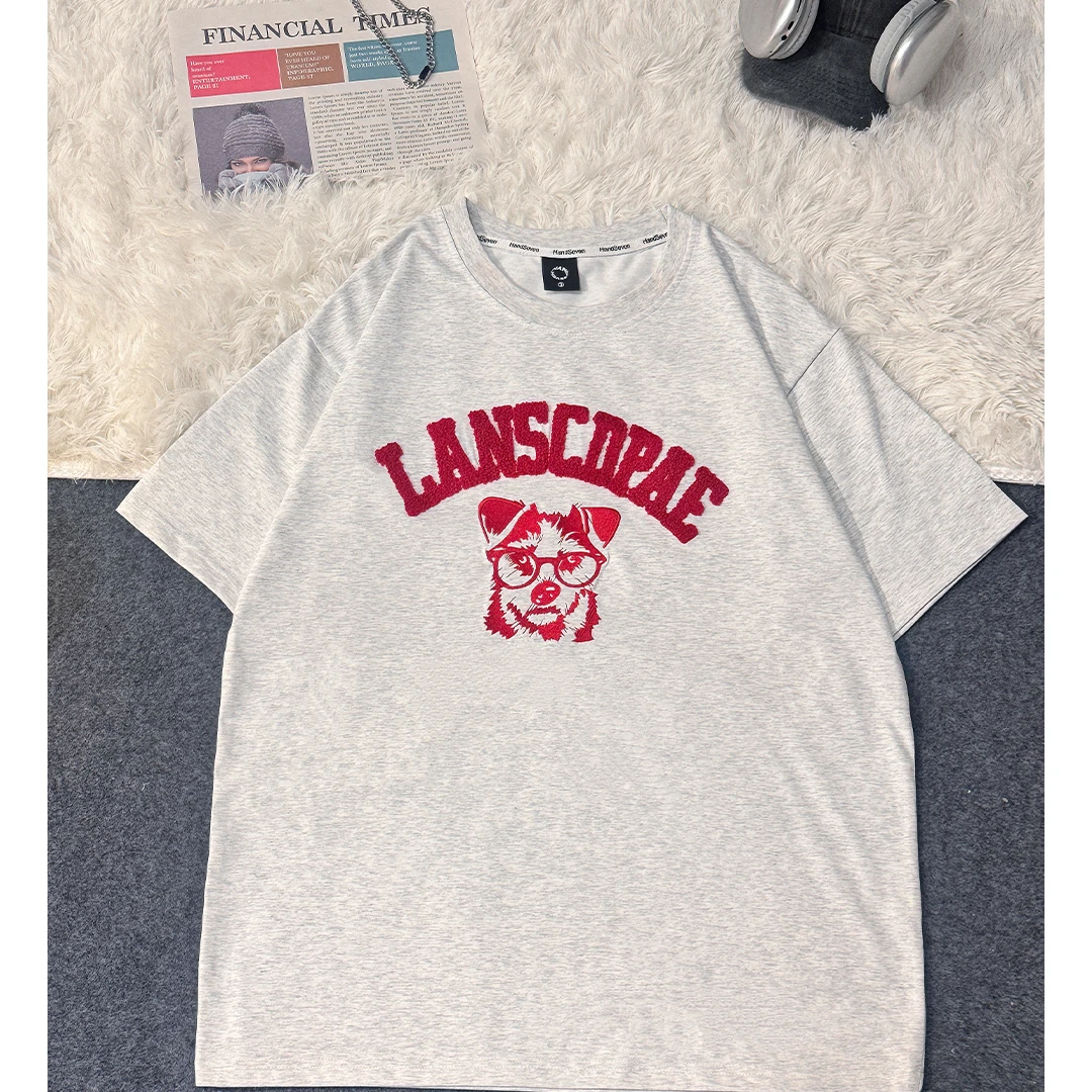 HandSeven重磅潮酷犬系字母短袖春季重工刺绣抗菌防晒t恤ins风