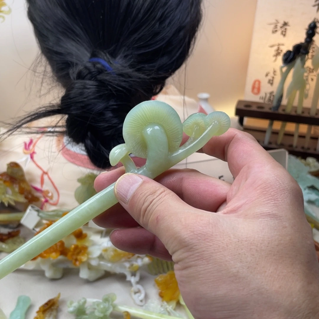 蛇纹石玉合金发饰发簪