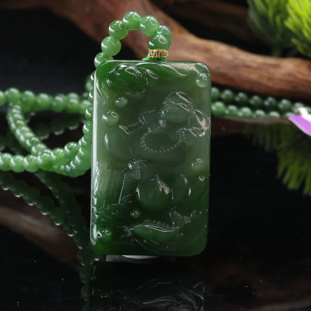 36和田玉俄碧猫眼佛吊坠/000801上海嘉禾拍卖