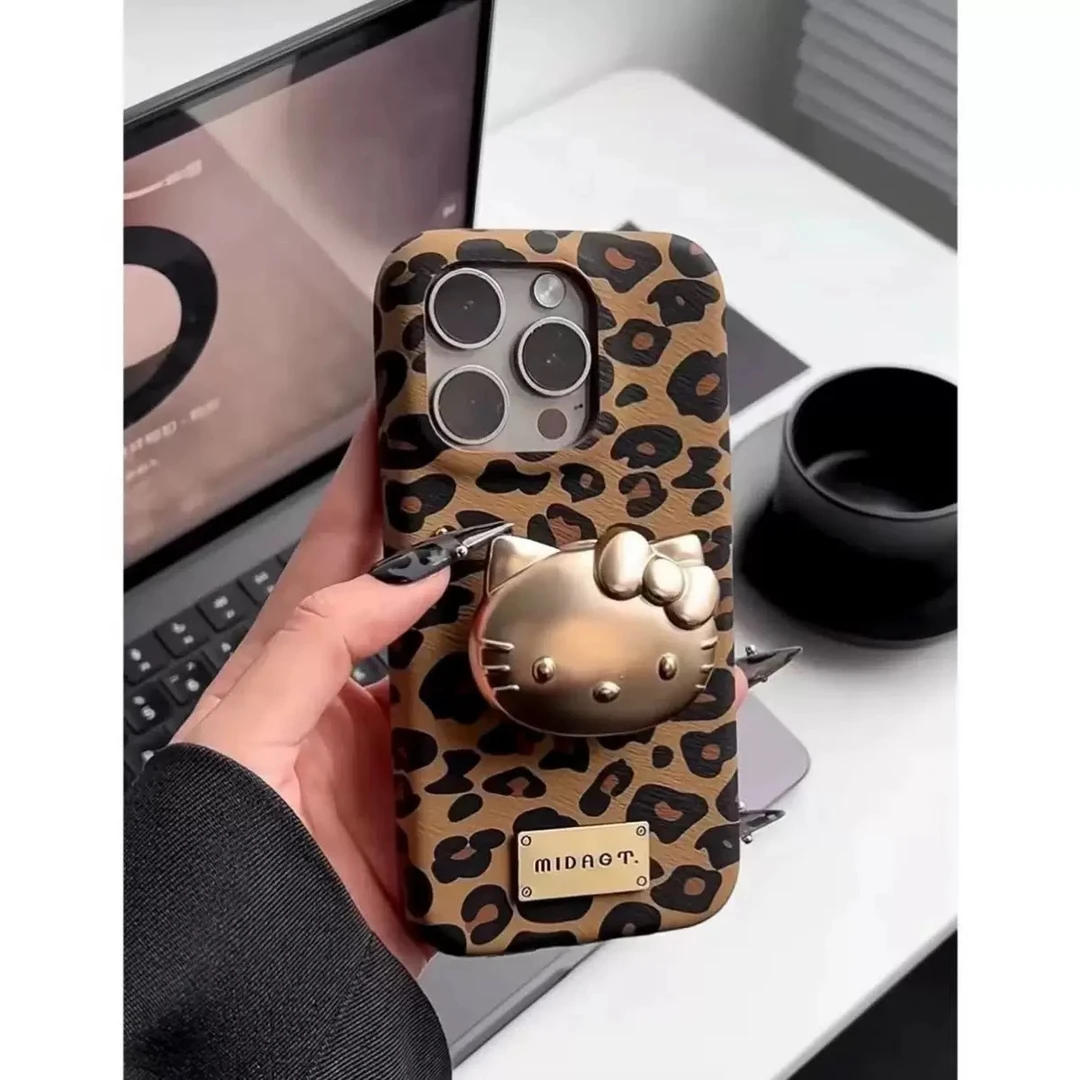 创意个性豹纹标签适用iPhone17promax苹果14手机壳16新款13支架KT