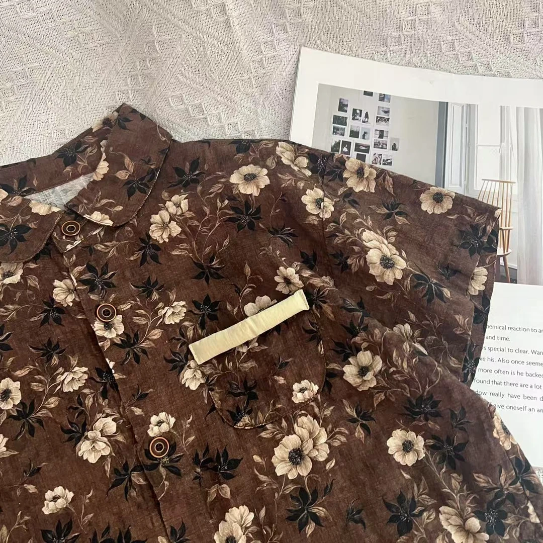 2025年夏季新款儿童短袖休闲百搭宽松时尚洋气80378花衬衫