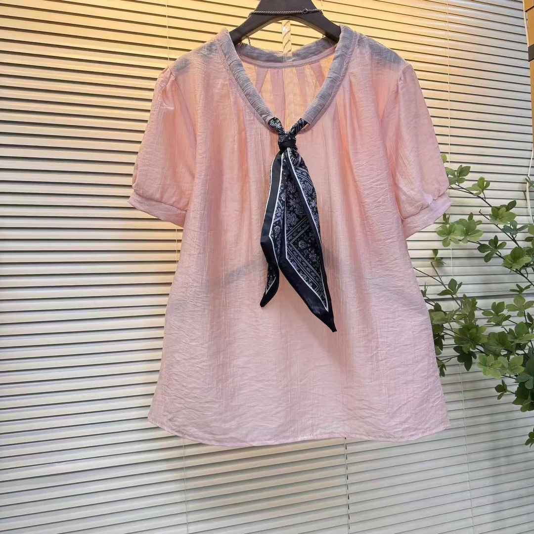 2025大码新款衬衫设计高级通勤气质秋季衬衣丝巾宽松法式上衣