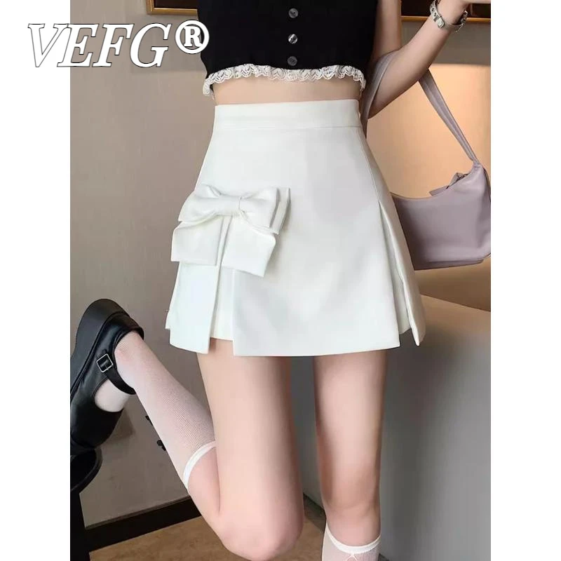 大尺码纯欲学院风设计感蝴蝶结开叉半身裙女夏季新款时尚百搭短裙