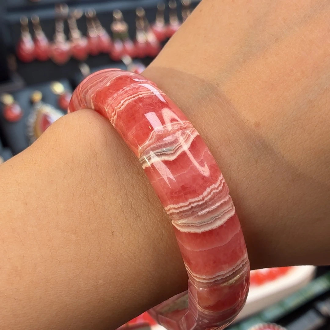 菱锰矿（红纹石）未镶嵌手串61.768g手牌