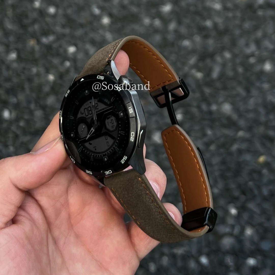 SosaBand复古磨砂皮磁吸扣适用华为手表GT6表带3Pro/watch5x2三星