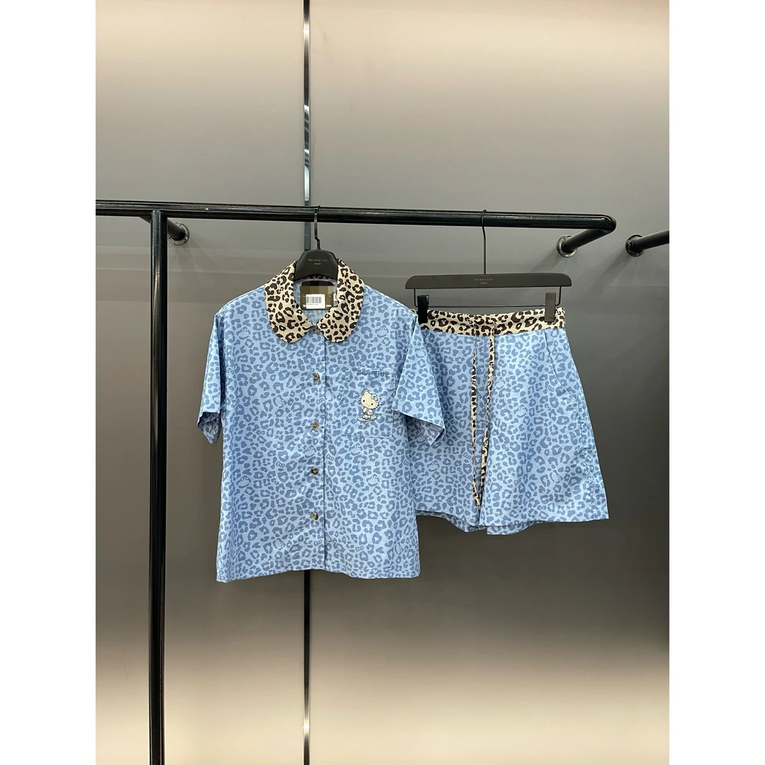 【雨琦同款黑皮kiti-豹纹款】 夏款新款短袖天丝棉质居家服睡衣
